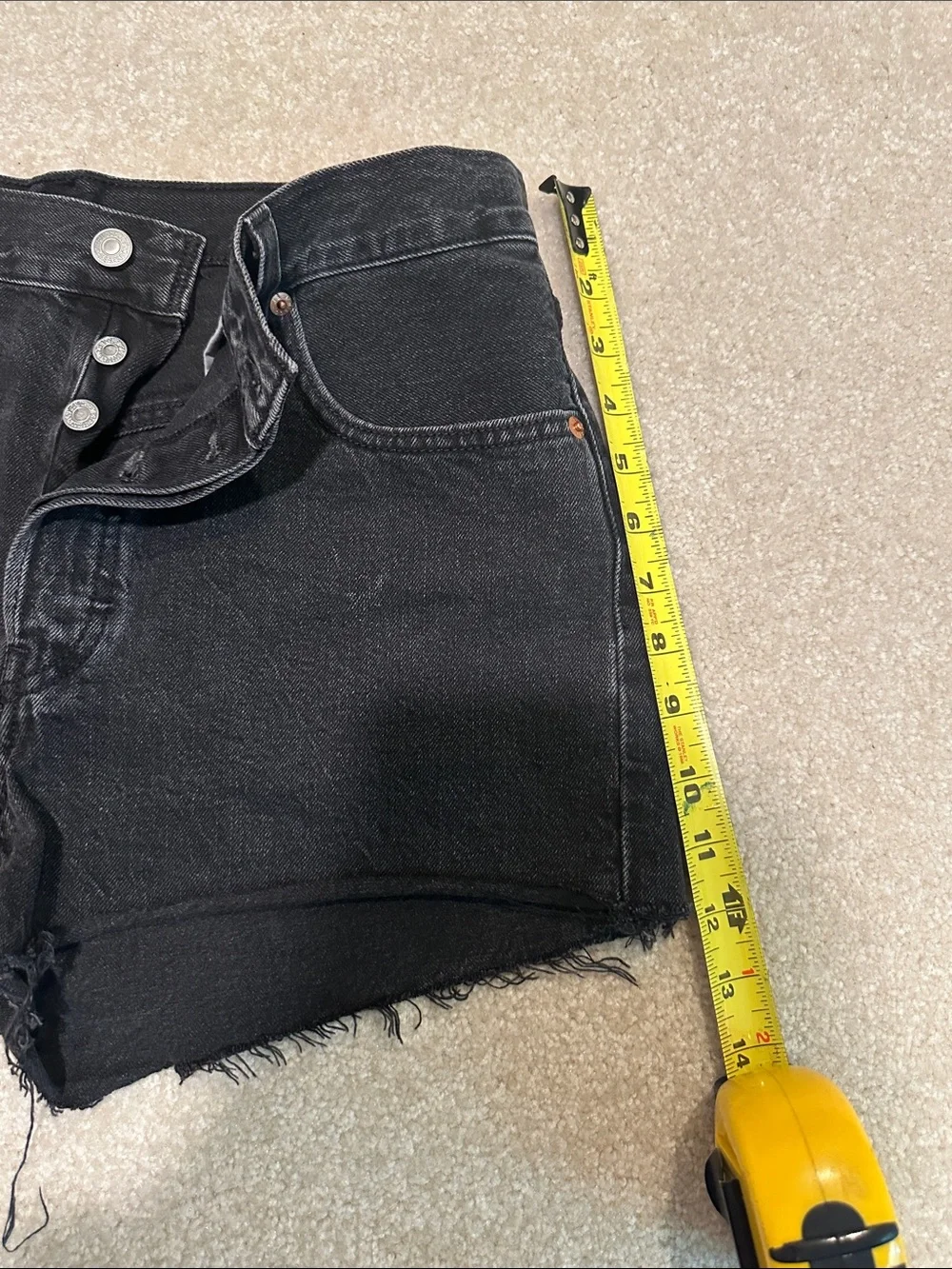 Levi's Black Frayed Denim Cutoff Shorts